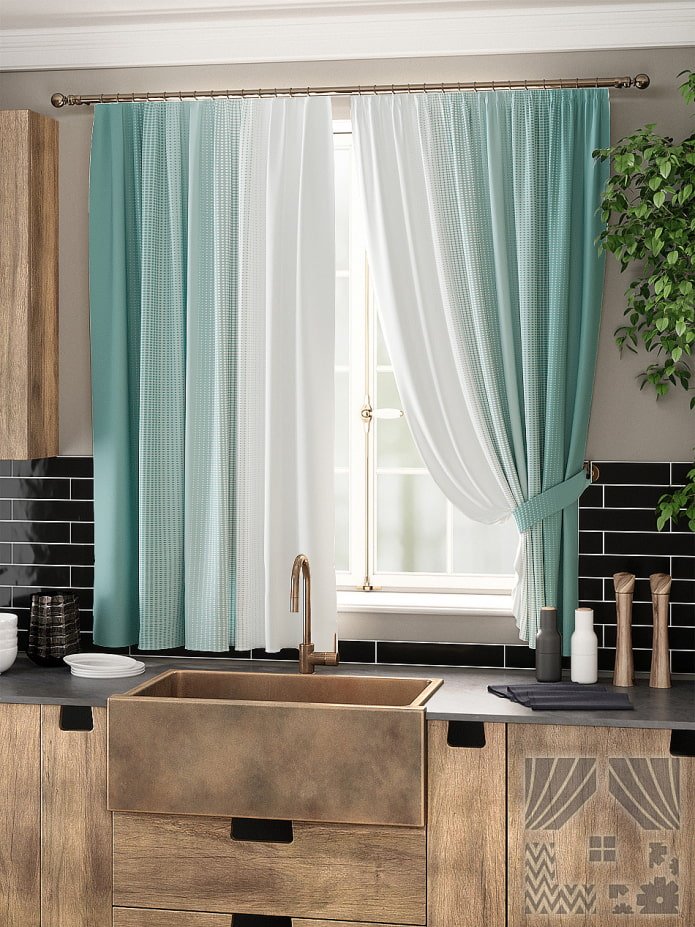 Cortinas de cocina color menta