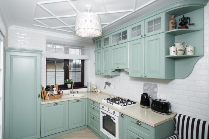 cocina menta de 3 niveles