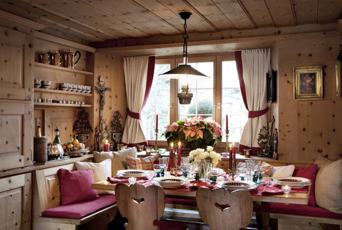 Muebles de madera para una casa de campo