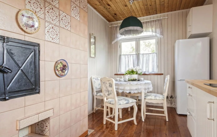 cocina campestre con estufa