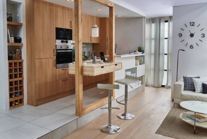 cocina en un nicho en el interior del estudio