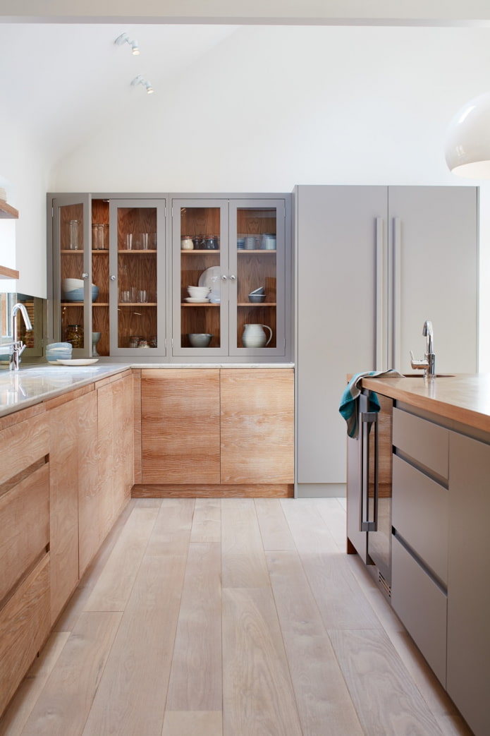 Combinación de madera con gris
