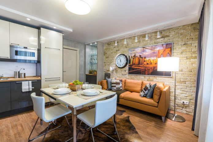 Sofá en el interior de la cocina estilo loft