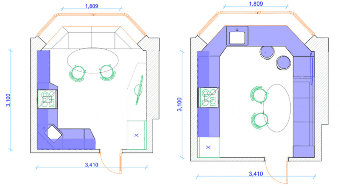 diseño de cocina con ventana salediza