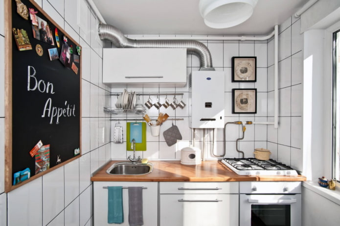 cocina de estilo escandinavo con gas
