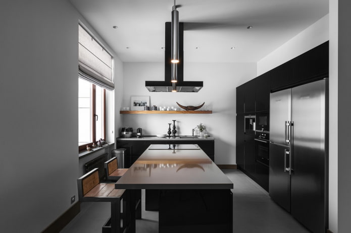 Isla en el interior de una cocina pequeña