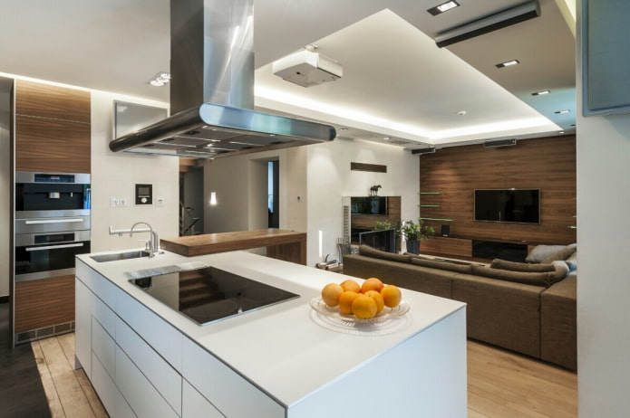 isla en el interior de la cocina-salón