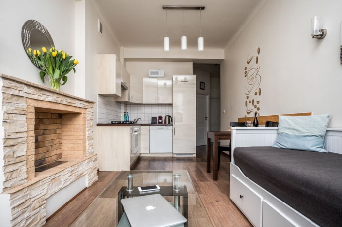 diseño de un estudio de cocina beige
