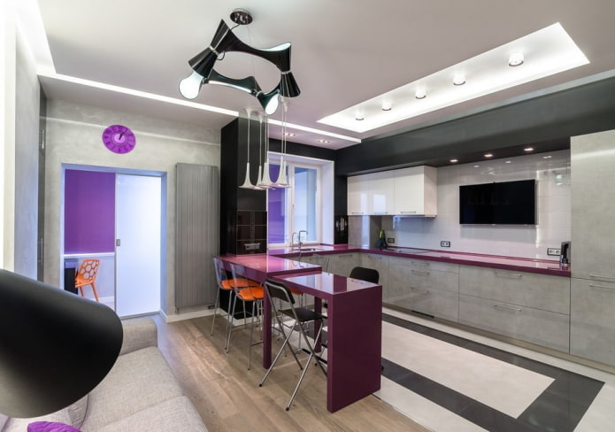 diseño de interiores de un estudio de cocina al estilo de alta tecnología