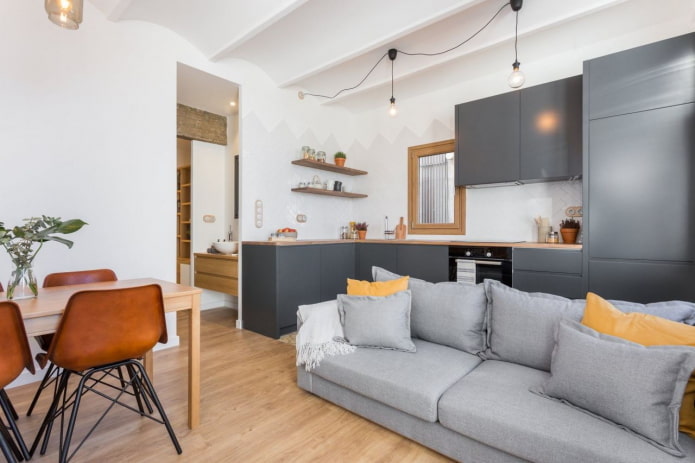 diseño de un estudio de cocina gris