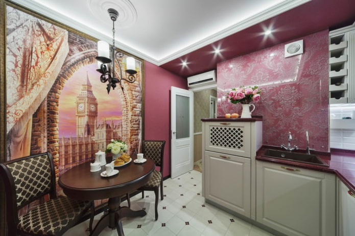 decoración e iluminación de la cocina de estilo inglés