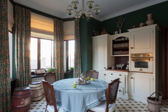 Decoración textil de la cocina al estilo británico