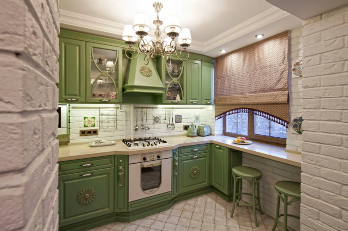 Decoración textil de la cocina al estilo británico