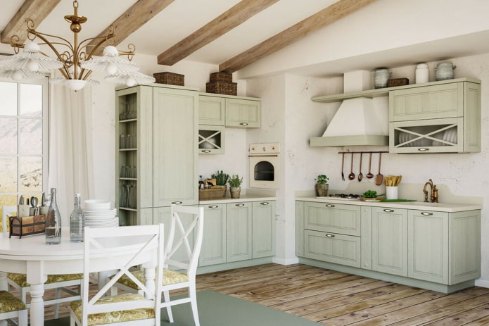Cocina esquinera de estilo provenzal
