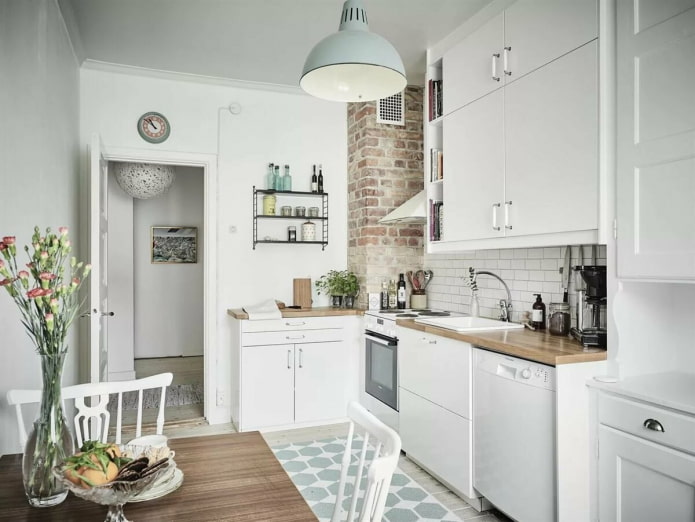 Cocina esquinera de estilo escandinavo