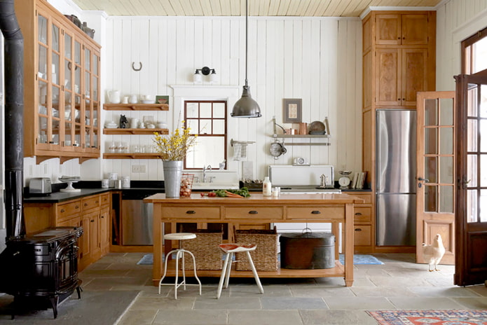 Revestimiento de cocina con tablillas