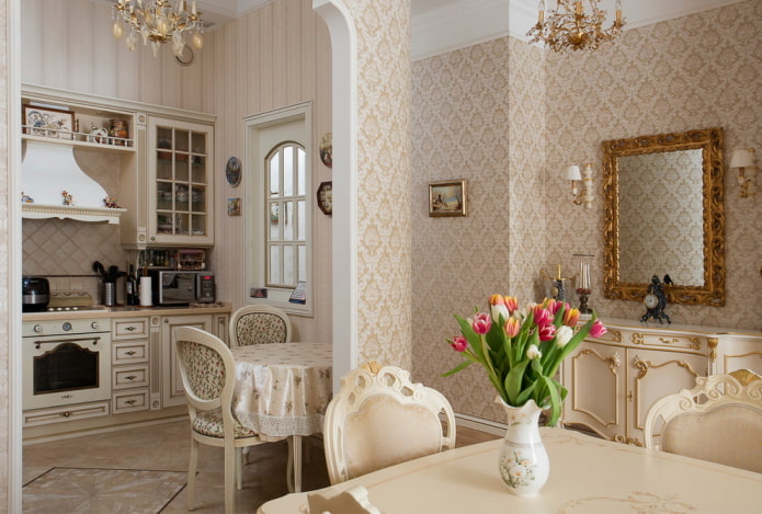 decoración en el interior de una cocina clásica