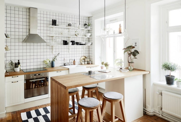 Cocina sin armarios superiores