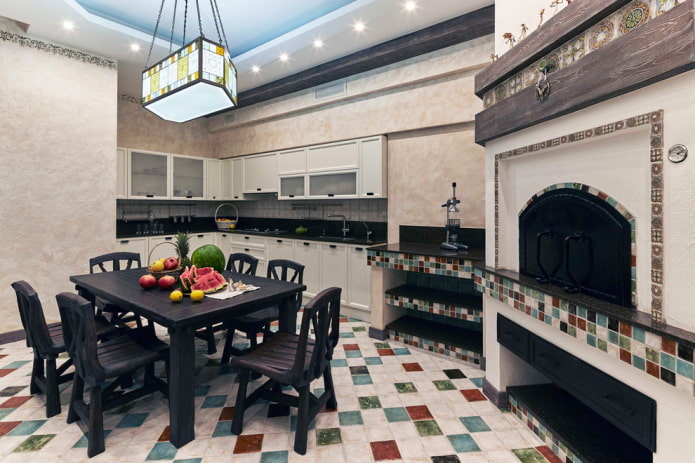 decoración de cocina en un estilo rústico campestre