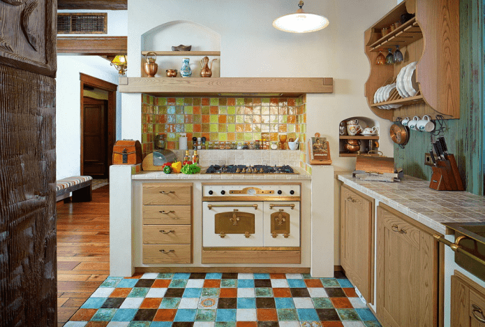 Cocina pequeña de estilo rústico