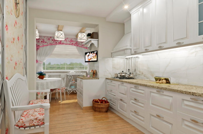 Estilo provenzal en el interior de una cocina blanca