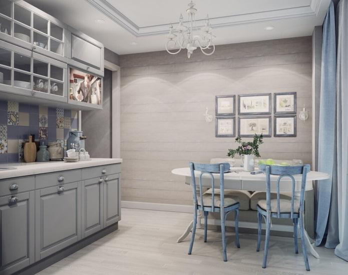 Estilo provenzal en el interior de una cocina gris
