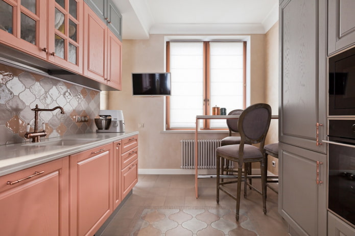 interior de cocina en colores claros