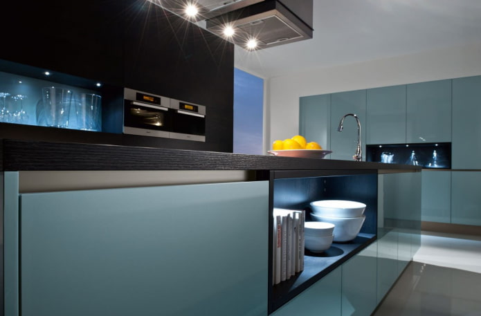 combinación de wengué con azul
