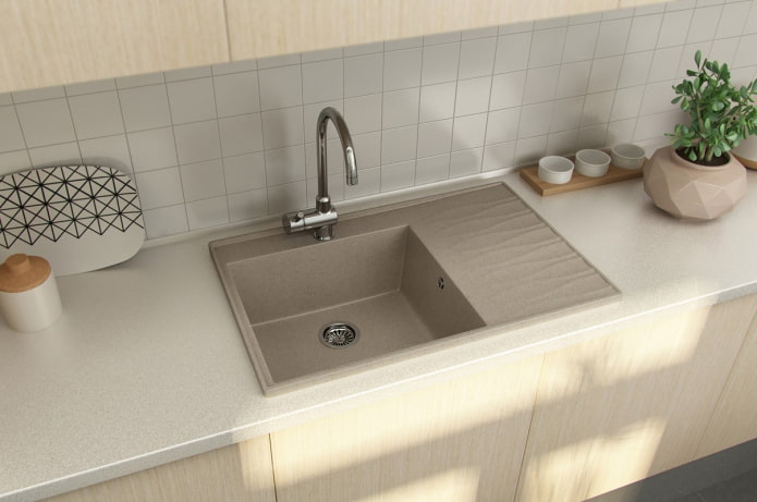 Lavabo rectangular de piedra artificial