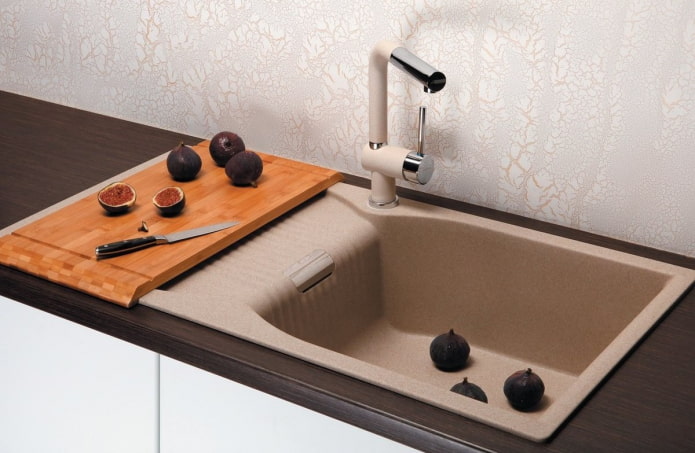 Lavabo rectangular de piedra artificial