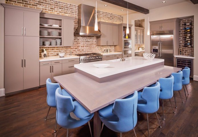 ladrillo en una cocina de estilo moderno