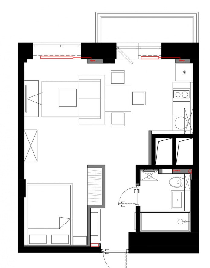 Distribución de un estudio de 33 m².