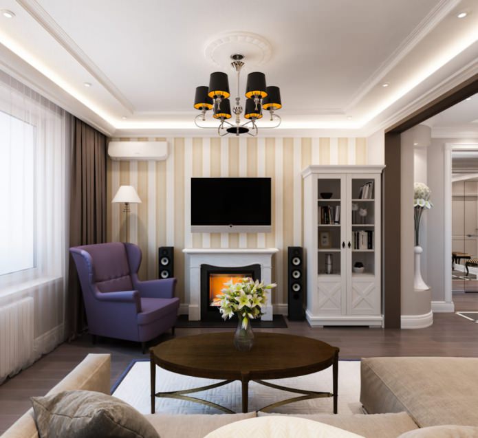 proyecto de un apartamento de dos habitaciones en tonos marrones y beige