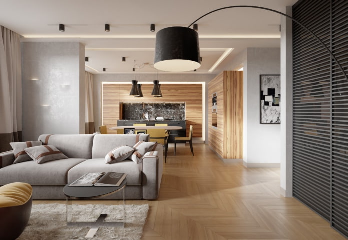 Interior de un apartamento de 70 metros cuadrados en estilo moderno