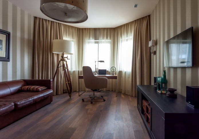 diseño de oficina en el interior de un apartamento de 70 metros cuadrados