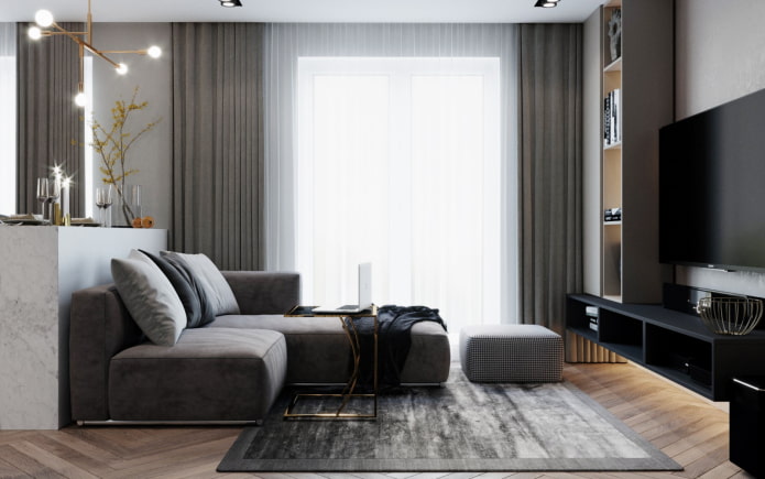 Interior de un apartamento de 70 metros cuadrados de estilo moderno