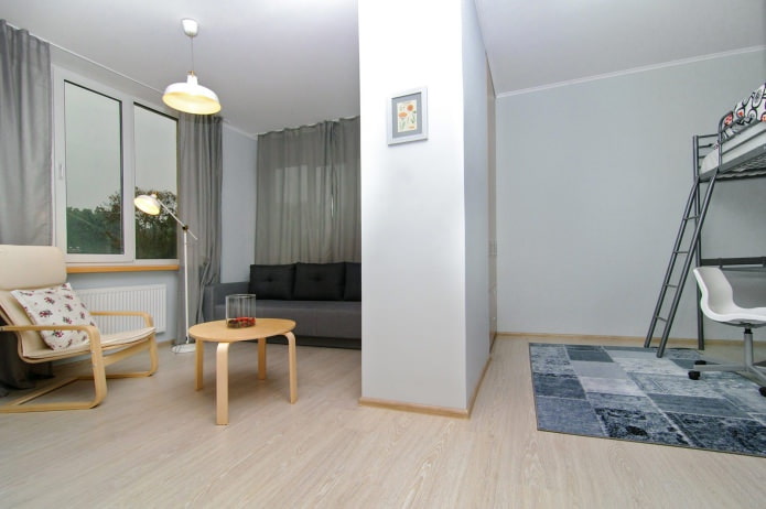 Apartamento de una habitación de 44 m² con cuarto de bebé