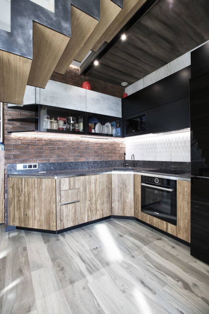 Laminado gris en la cocina