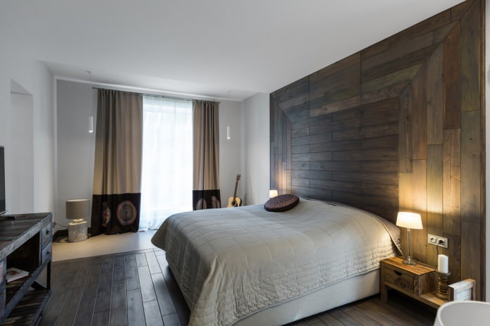 Parquet en la pared del dormitorio