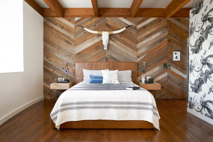 Parquet en la pared En el dormitorio