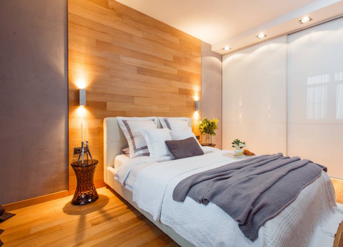 Laminado en la pared de un dormitorio moderno