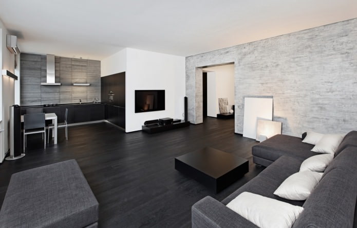 Laminado negro en el interior del salón
