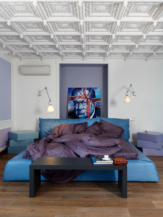 Decoración de estuco en el techo de estilo moderno