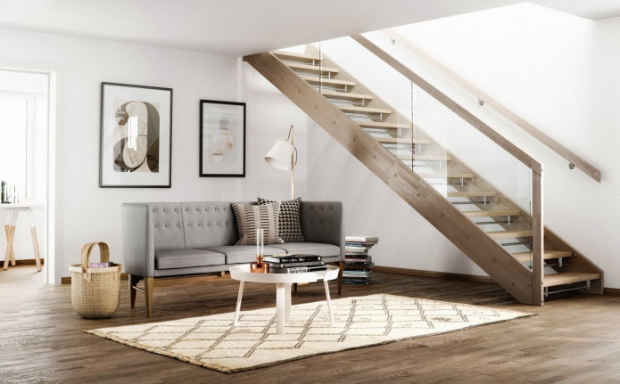 escalera en el interior de una casa de estilo escandinavo