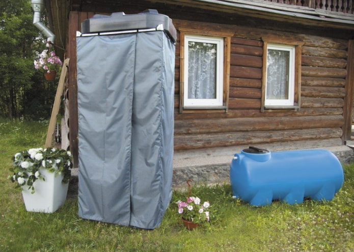 ducha de verano móvil con cortina