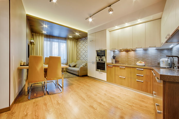 linóleo con imitación de laminado en la cocina