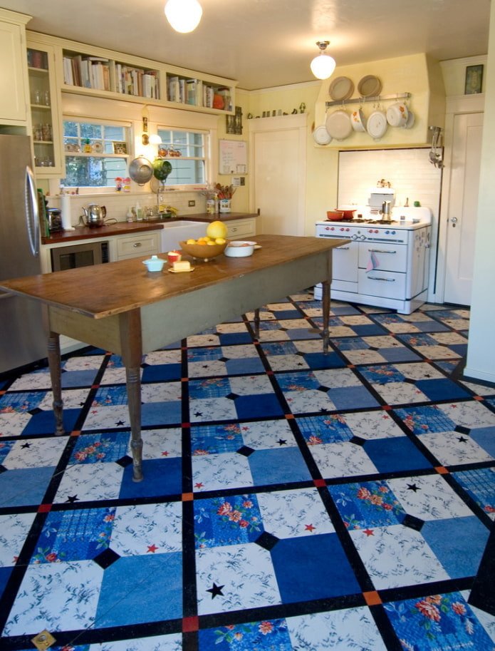 Patchwork azul en el Suelo