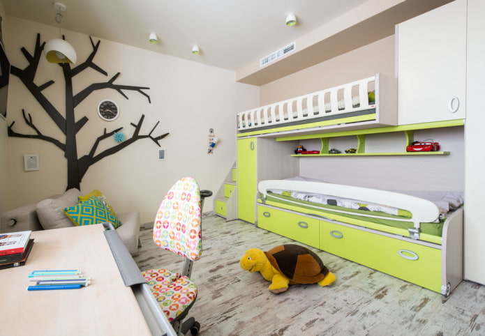 linóleo en el suelo en el interior de la habitación infantil