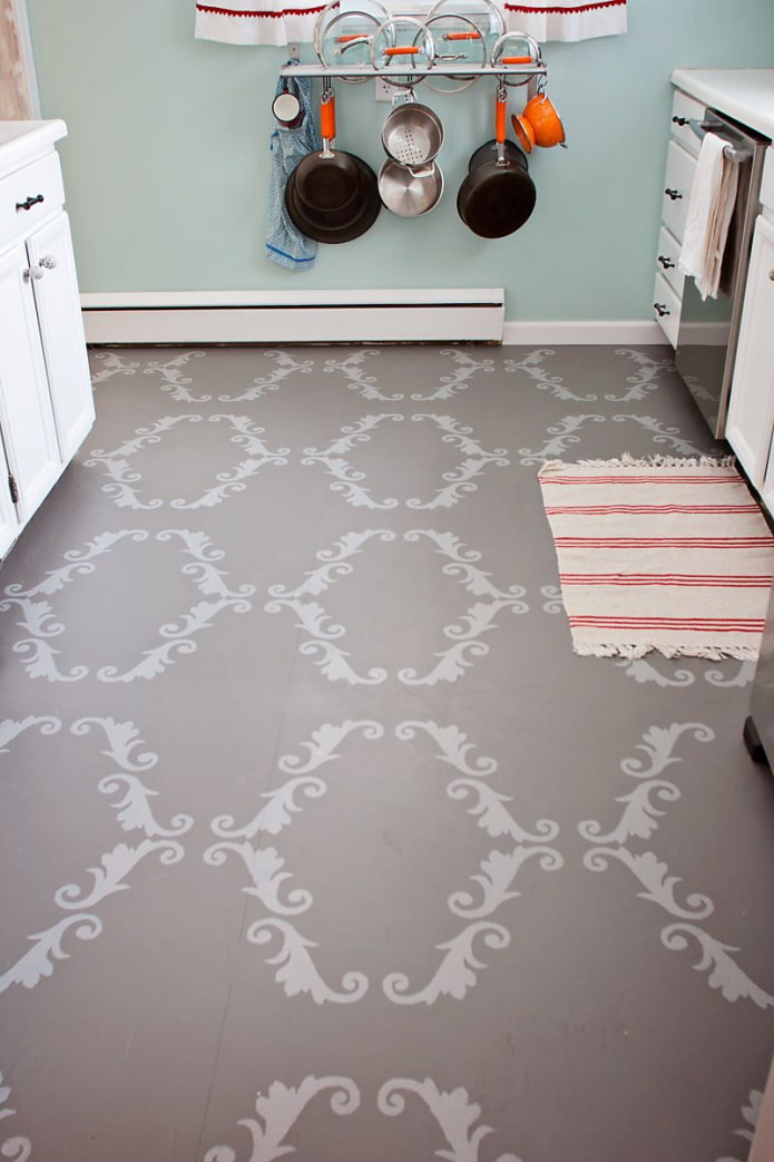 Linóleo con estampados en la cocina
