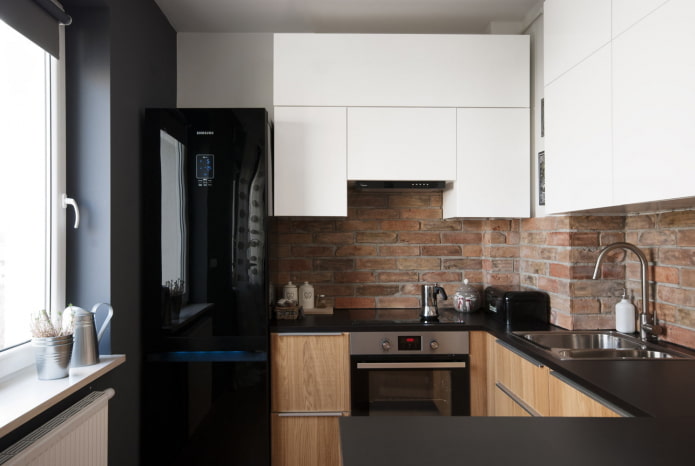 Diseño de cocina en un Khrushchevka en estilo loft